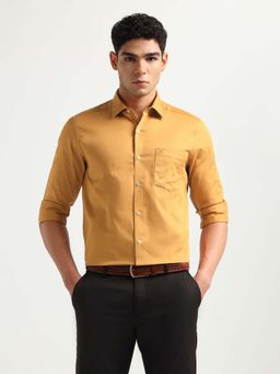 Arrow - Orange Solid Cotton Slim Fit Shirt