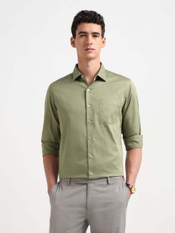 Arrow - Green Solid Cotton Slim Fit Shirt