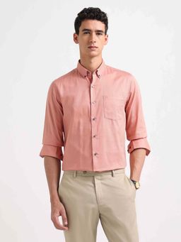 Arrow - Orange Self Design Cotton Slim Fit Shirt