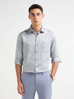 Arrow - Grey Printed Cotton Slim Fit Shirt