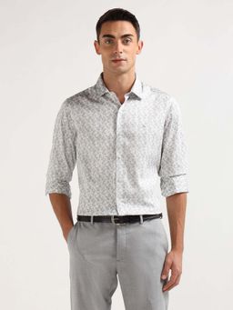 Arrow - Grey Printed Cotton Slim Fit Shirt