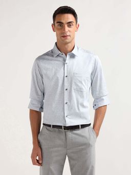 Arrow - Grey Printed Cotton Slim Fit Shirt