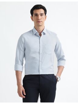 Arrow - Blue Self Design Cotton Slim Fit Shirt