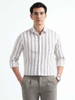 Arrow - Brown Stripes Cotton Slim Fit Shirt