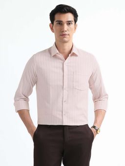 Arrow - Orange Self Design Cotton Slim Fit Shirt