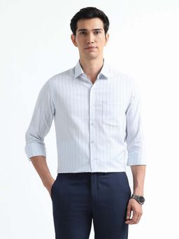 Arrow - Blue Self Design Cotton Slim Fit Shirt