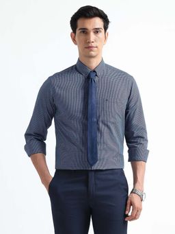 Arrow - Blue Self Design Cotton Slim Fit Shirt