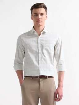 Arrow - Green Textured Cotton Slim Fit Shirt