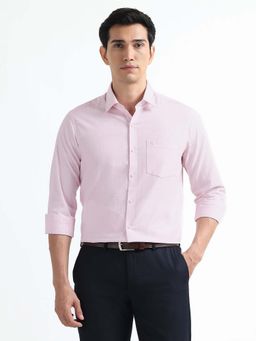 Arrow - Pink Self Design Cotton Slim Fit Shirt