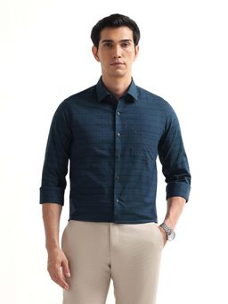 Arrow - Green Self Design Cotton Slim Fit Shirt