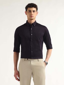 Arrow - Purple Self Design Cotton Slim Fit Shirt