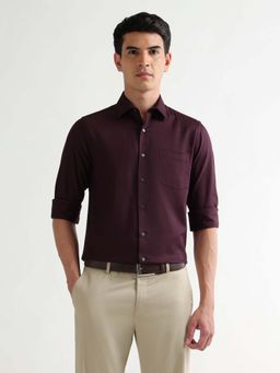 Arrow - Red Self Design Cotton Slim Fit Shirt