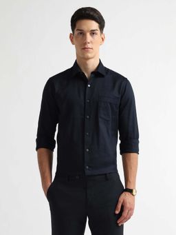 Arrow - Blue Self Design Cotton Slim Fit Shirt