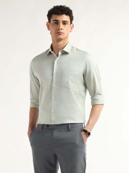 Arrow - Green Self Design Cotton Slim Fit Shirt