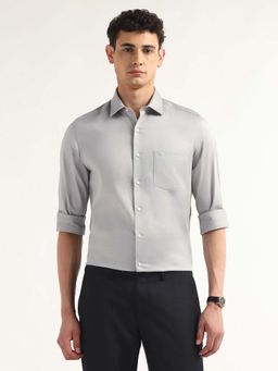 Arrow - Grey Self Design Cotton Slim Fit Shirt