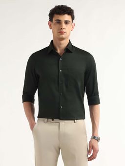 Arrow - Green Self Design Cotton Slim Fit Shirt