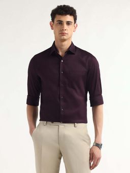 Arrow - Red Self Design Cotton Slim Fit Shirt