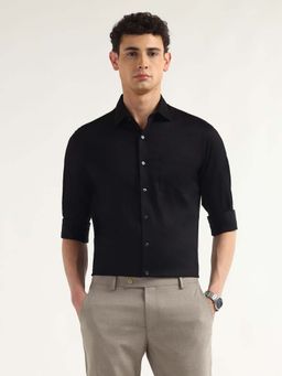 Arrow - Black Self Design Cotton Slim Fit Shirt