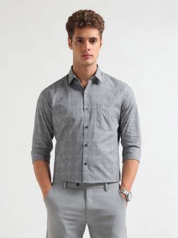 Arrow - Grey Checks Cotton Slim Fit Shirt