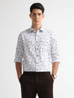 Arrow - White Printed Cotton Slim Fit Shirt