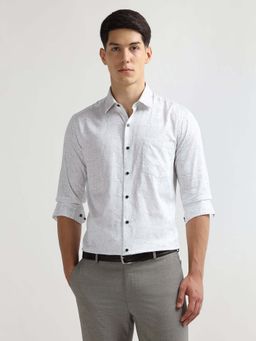 Arrow - White Printed Cotton Slim Fit Shirt
