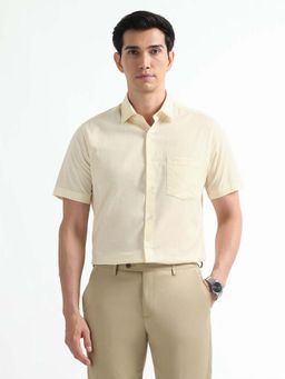 Arrow - Yellow Solid Cotton Regular Fit Shirt