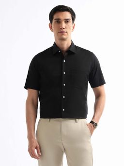 Arrow - Black Solid Cotton Regular Fit Shirt
