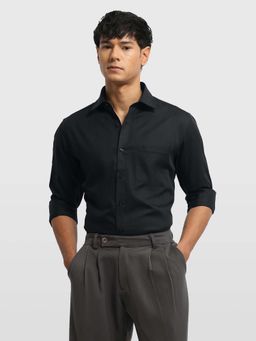 Arrow - Black Self Design Cotton Slim Fit Shirt