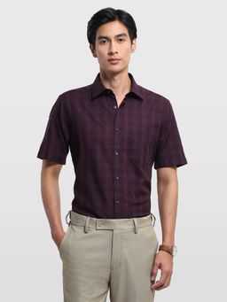 Arrow - Purple Self Design Cotton Regular Fit Shirt