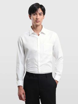Arrow - White Self Design Cotton Slim Fit Shirt