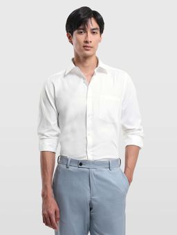 Arrow - White Self Design Cotton Regular Fit Shirt