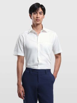 Arrow - White Self Design Cotton Regular Fit Shirt