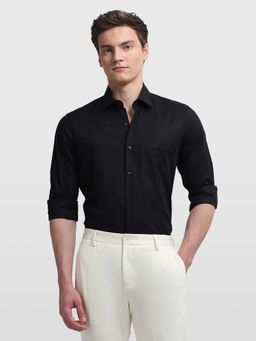 Arrow - Black Self Design Cotton Slim Fit Shirt