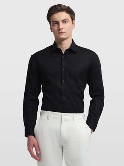 Arrow - Black Self Design Cotton Regular Fit Shirt