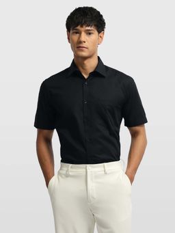 Arrow - Black Self Design Cotton Regular Fit Shirt