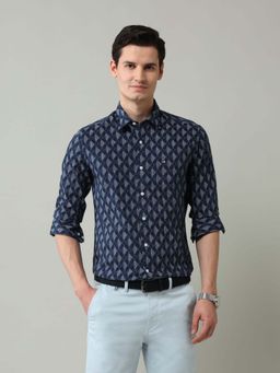 Arrow Sports - Blue Printed Cotton Slim Fit Shirt