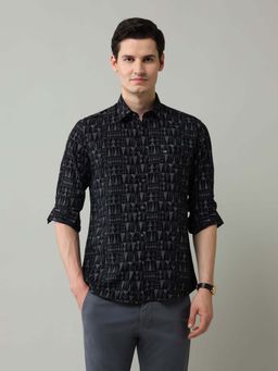 Arrow Sports - Black Printed Cotton Slim Fit Shirt