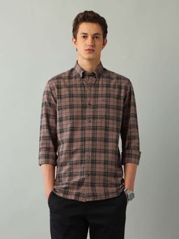 Arrow Sports - Brown Checks Cotton Slim Fit Shirt