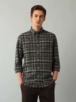 Arrow Sports - Green Checks Cotton Slim Fit Shirt