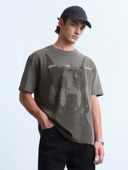 Flying Machine - Grey Graphic Cotton Relaxed Fit T-Shirt