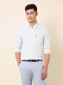 U.S. POLO ASSN. - White Stripes Cotton Tailored Fit Shirt