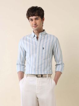 U.S. POLO ASSN. - Blue Stripes Cotton Tailored Fit Shirt