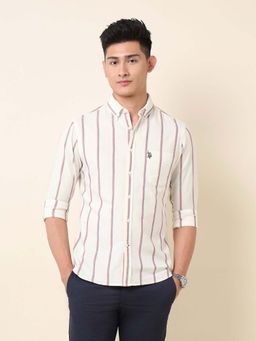 U.S. POLO ASSN. - White Stripes Cotton Tailored Fit Shirt