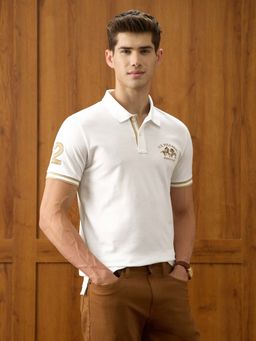 U.S. POLO ASSN. - White Solid Cotton Slim Fit Polo T-Shirt