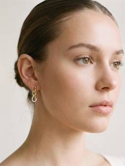 Carlton London - 18KT Gold Plated Cz Interlocking Drop Earrings