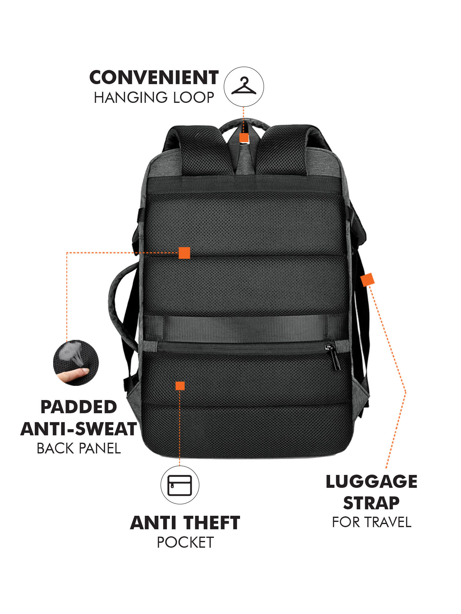 Buy FUR JADEN Grey Weekender Travel Laptop Backpack With Anti