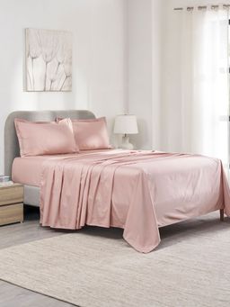 MYTRIDENT - Indulgence Thermal Comfort Bedsheet with 2 Pillow Covers 300 TC Cotton Pink (King)