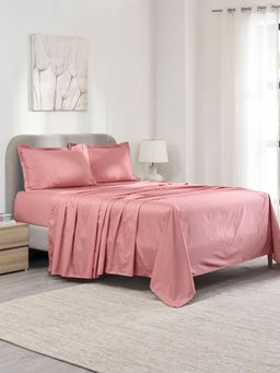 MYTRIDENT - Indulgence Thermal Comfort Bedsheet with 2 Pillow Covers 300 TC Cotton Peach (King)