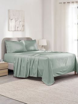 MYTRIDENT - Indulgence Thermal Comfort Bedsheet with 2 Pillow Covers 300 TC Cotton Green (King)