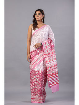Moora - Evening Raga Mul Cotton Hand Block Printed Saree with Unstitched Blouse
